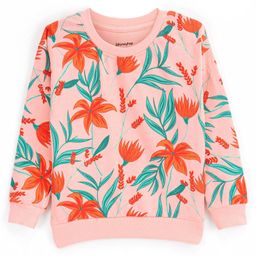Honeyhap Premium Cotton Light Weight Looper Full Sleeves Sweatshirt With Bio Wash Tropical Print- Tropical Peach-image-30
