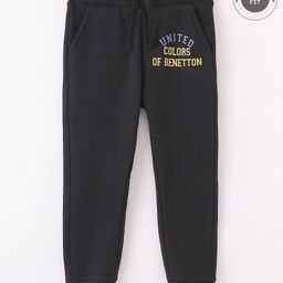 UCB Knit Full Length Lounge Pants Solid Colour Text Print- Black-image-24