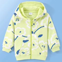 Babyoye 100% Cotton Eco Conscious Full Sleeves Sweat Jacket Cloud Print - Lime Green-image-10