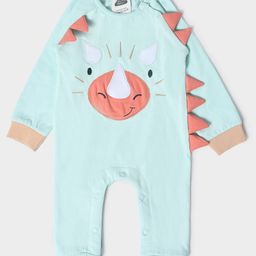Mi Arcus 100% Cotton Full Sleeves Animal Face Detailed Winter Wear Sleepsuit - Sea Green-image-19