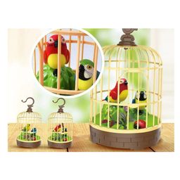 Planet of Toys Beautiful Bird Pet Toy in Hanging cage with Music Singing Moving Chirping - Multicolor-53