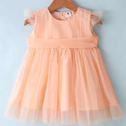 ToffyHouse Frill Sleeves Solid Color Party Frock with Cotton Lining - Orange-picture-20