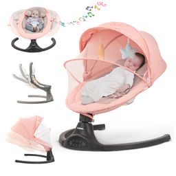 BAYBEE Automatic Electric Baby Swing Cradle with Adjustable Swing Speed Soothing Music | Baby Rocker with Mosquito Net Safety Belt & Removable Toys Swing for Baby - Pink-13