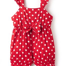 Mark & Mia Woven SleevelessJumpsuit With Polka Dots Frill & Bow Detailing - Red-image-9