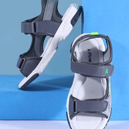 Pine Kids Sandals with Velcro Closure & Text Print - Grey-image-56