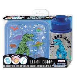 Hot Focus Lunch Box & Water Bottle Set with Dinosaur Print - Blue-9