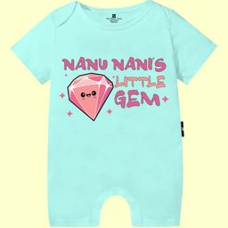 The Peppy Tend 100% Cotton Family Theme Half Sleeves Nanu Nanis Little Gem Printed Romper - Sea Green-picture-43