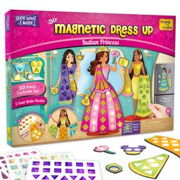 Imagimake DIY Magnetic Dress Up Indian Princess Art & Craft Kit - Pink-16