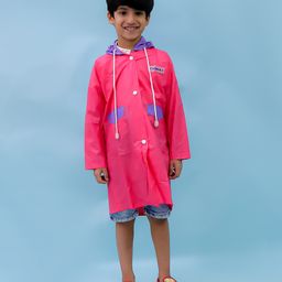 M'andy Polyester Full Sleeves Colour Blocked Hooded Raincoat - Magenta-image-90