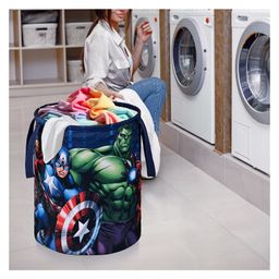 Kuber Industries Pack of 3 Foldable 45L Toys Organizer for Kids Room - Soft Toys Storage Bag/Basket/Container with Handles | Marvel Avengers - Blue image 2