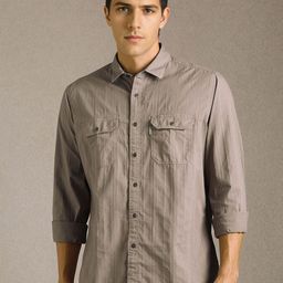 Louis Philippe Jeans Men Textured Spread Collar Pure Cotton Casual Shirt-picture-32