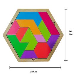 Enorme Wooden Tangram Hexagon Brain Teaser Montessori Puzzle Game Set for Kids image 3
