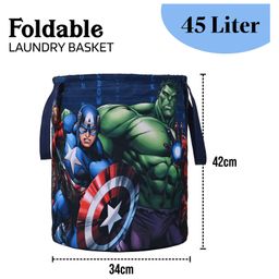 Kuber Industries Pack of 3 Foldable 45L Toys Organizer for Kids Room - Soft Toys Storage Bag/Basket/Container with Handles | Marvel Avengers - Blue image 3