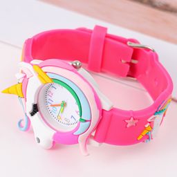 Babyhug Unicorn Shaped Analog Watch Free Size - Fuchsia image 3