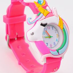 Babyhug Unicorn Shaped Analog Watch Free Size - Fuchsia image 4