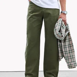 Snitch Men Olive Mid-Rise Baggy Jeans-image-14