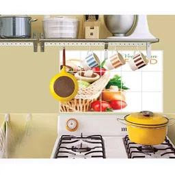 Jaamso Royals White & Red Self-Adhesive Water Proof Heat Resistant Kitchen Wall Sticker-image-17