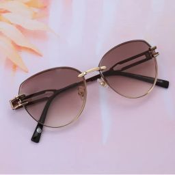 Carlton London Premium Gold with Brown Toned & UV Protected Lens Cat Eye Sunglass for Women (55)-image-50