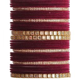 Guddan Set of 32 Gold-Plated Zircon- Studded Bangles-image-4