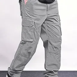 VOGAAN Men Relaxed Loose Fit Cargos Trousers-image-58