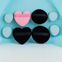 Facejewel Set Of 8 Velvet Heart-Shaped Makeup Sponge & Round Puff With Finger Puff-picture-23