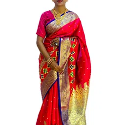 Shopeezy Women Tex Fab Ethnic Motifs Zari Art Silk Bomkai silk Saree-picture-27
