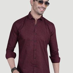 ALMATY Men Comfort Slim Fit Abstract Printed Spread Collar Cotton Casual Shirt-image-69