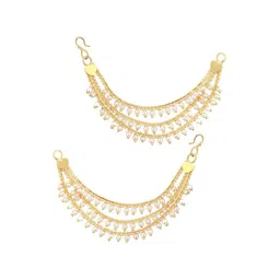 Jazz and Sizzle Gold-Plated Pearls Beaded Classic Layered Ear Chain image 2