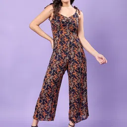 RANGRIWAZ Women Abstract Print Smocked Basic Jumpsuit-picture-1