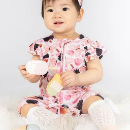 THE PLUSH CLUB Infants Icecream Printed Round Neck Rompers-image-34