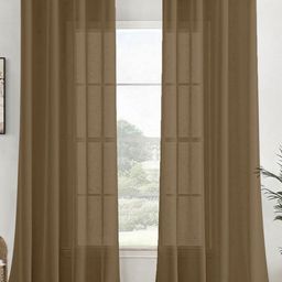 HOMEMONDE Brown 2 Pieces Textured Sheer Cotton Long Door Curtains-image-49