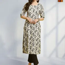 HERE&NOW Women Floral Printed Regular Kurta with Trousers-image-70
