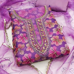 DIVASTRI Lavender Printed Organza Unstitched Dress Material-image-51