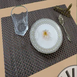 Good Vibes Brown & Black 4 Pieces Textured Anti-Skid Table Placemats-picture-25