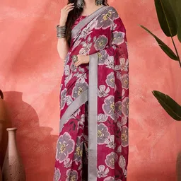 Desi Fusion Floral Printed Phulkari Saree-picture-35