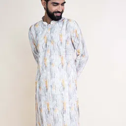 KUNDALI KAKSHAY Men Ethnic Motifs Embroidered Regular Mirror Work Kurta with Pyjamas image 2