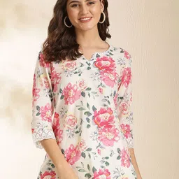 NISHABD Floral Print Cotton Top-image-61