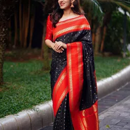 SHOP DROP Woven Design Zari Pure Silk Banarasi Saree-image-61