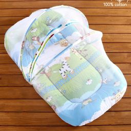 Babyhug Cotton Bedding Set with Mosquito Net Jungle Print - Blue-20