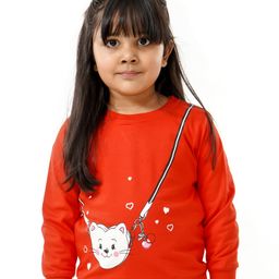 Babyoye Full Sleeves Reversible Sweatshirt Kitty Print - Orange White-image-64
