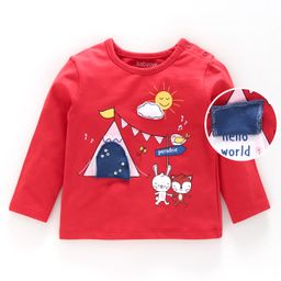 Babyoye Full Sleeves T-Shirt Bunny Print - Red-image-23
