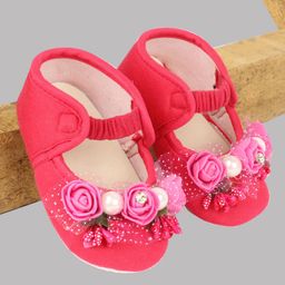 Daizy Flower Design Booties - Dark Pink-image-21