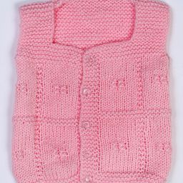 USHA ENTERPRISES Sleeveless Hand Knitted Checked Pattern Vest - Pink-image-80