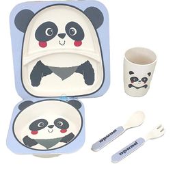FunBlast Bamboo Fibre Dining Set Panda Print Pack of 5 - Multicolour-25