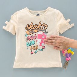Vitamins Half Sleeves Party Sequin Top - Peach-image-48