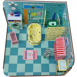 Webby DIY Paint Your BathRoom Furniture Wooden Dollhouse Kit - Multicolour-9