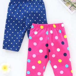 Babyhug Three Fourth Leggings Pack of 2 - Navy Blue Pink-image-58