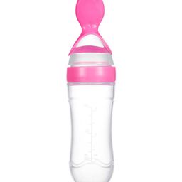 Tiny Tycoonz Silicone Squeezy Food Feeder Bottle With Spoon Pink - 90 ml-24