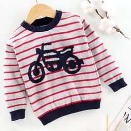Little Folks Full Sleeves Sweater Cycle Print - Red-picture-16