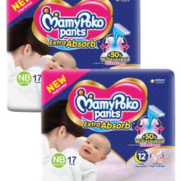 MamyPoko Pants Extra Absorb Diaper for Extra Absorption- For New Born upto 5 Kg - Pack of 17 (NB1) - (Pack of 2)-image-19